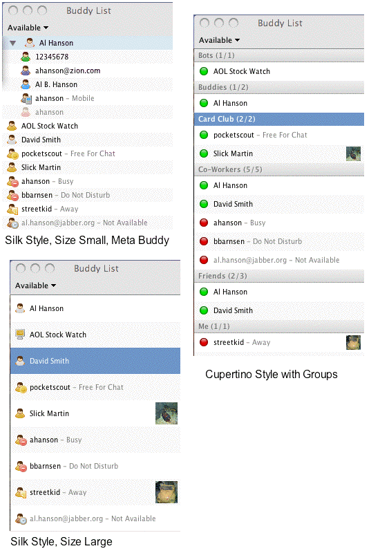 Styles of Buddy Lists on Mac OS X